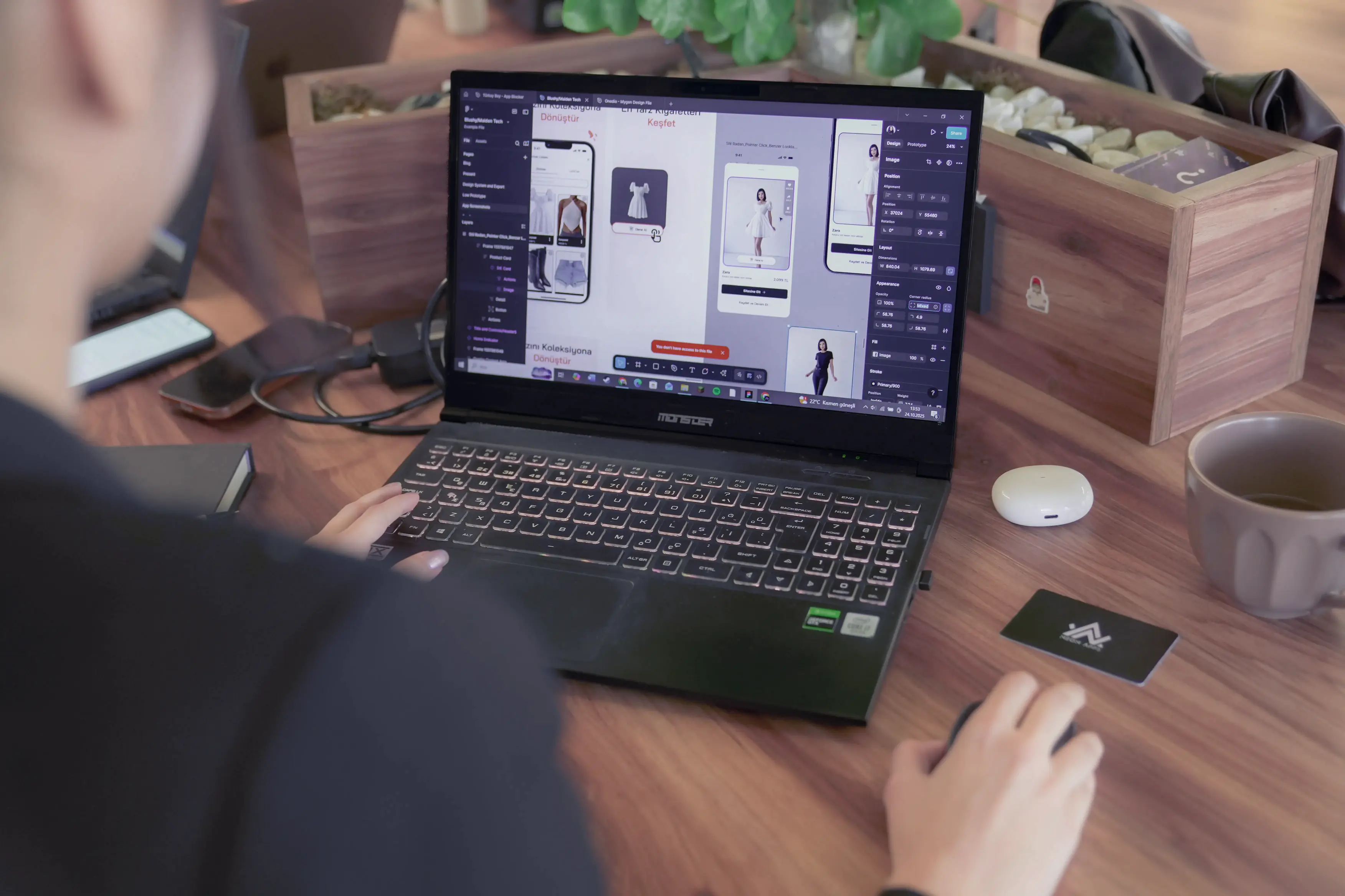 UX designer working on a Figma interface for a mobile application