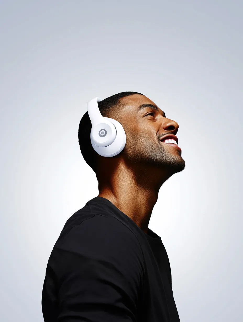 Man Smiling While Listening to Beats Headphones