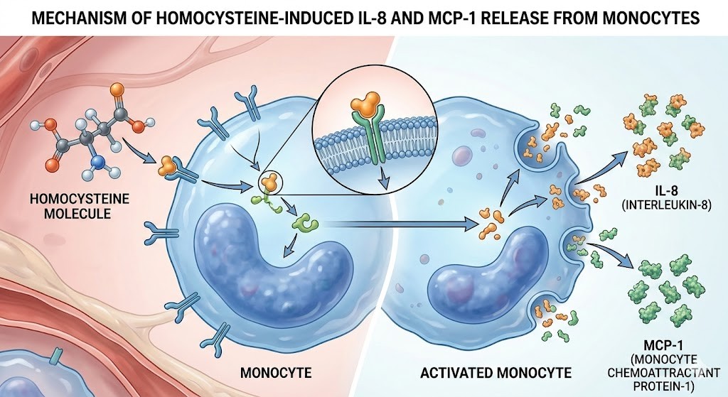 Homocysteine-induced IL-8 and MCP-1 release from monocytes