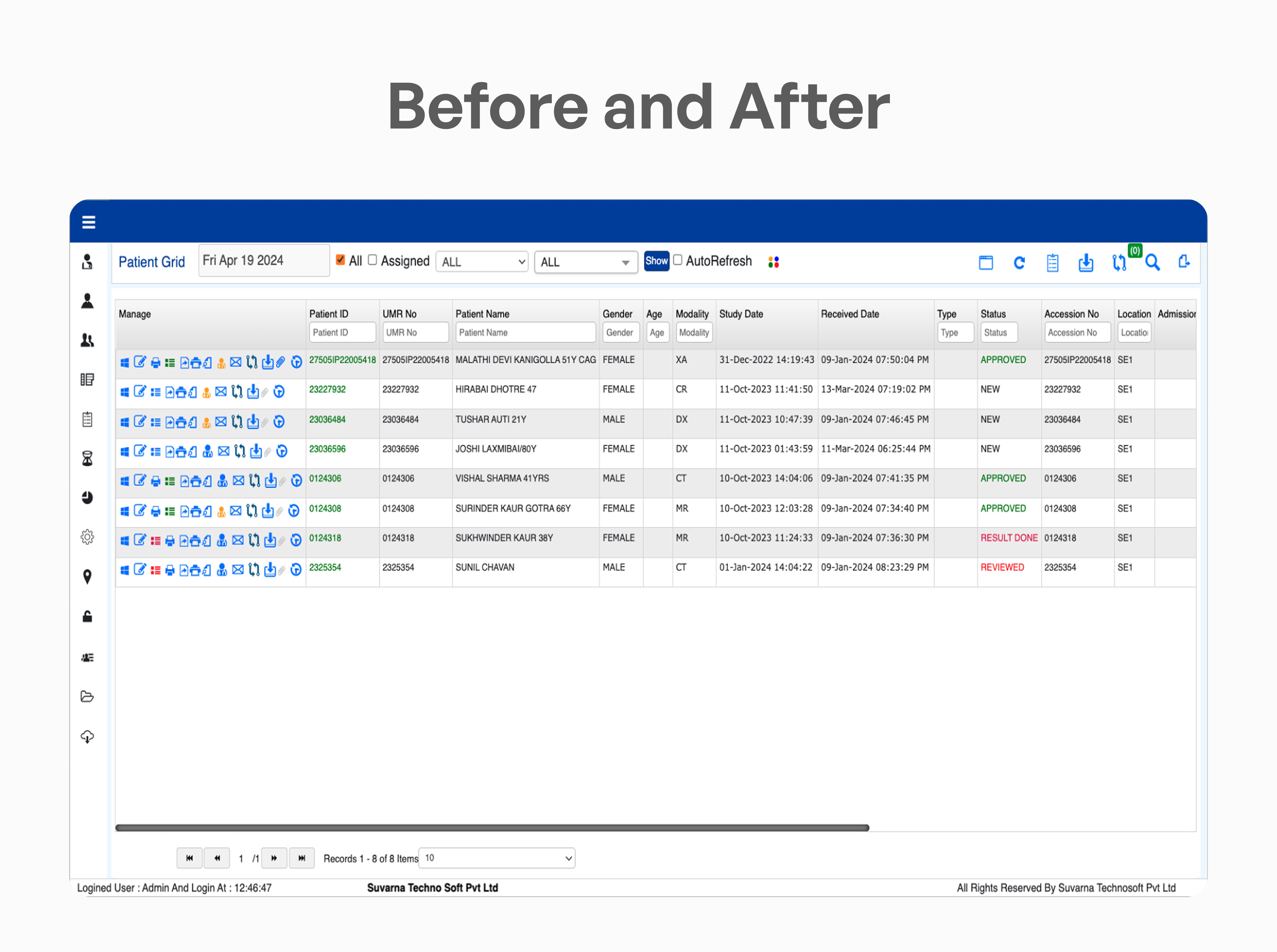 Old company setup screen admin dashboard UI
