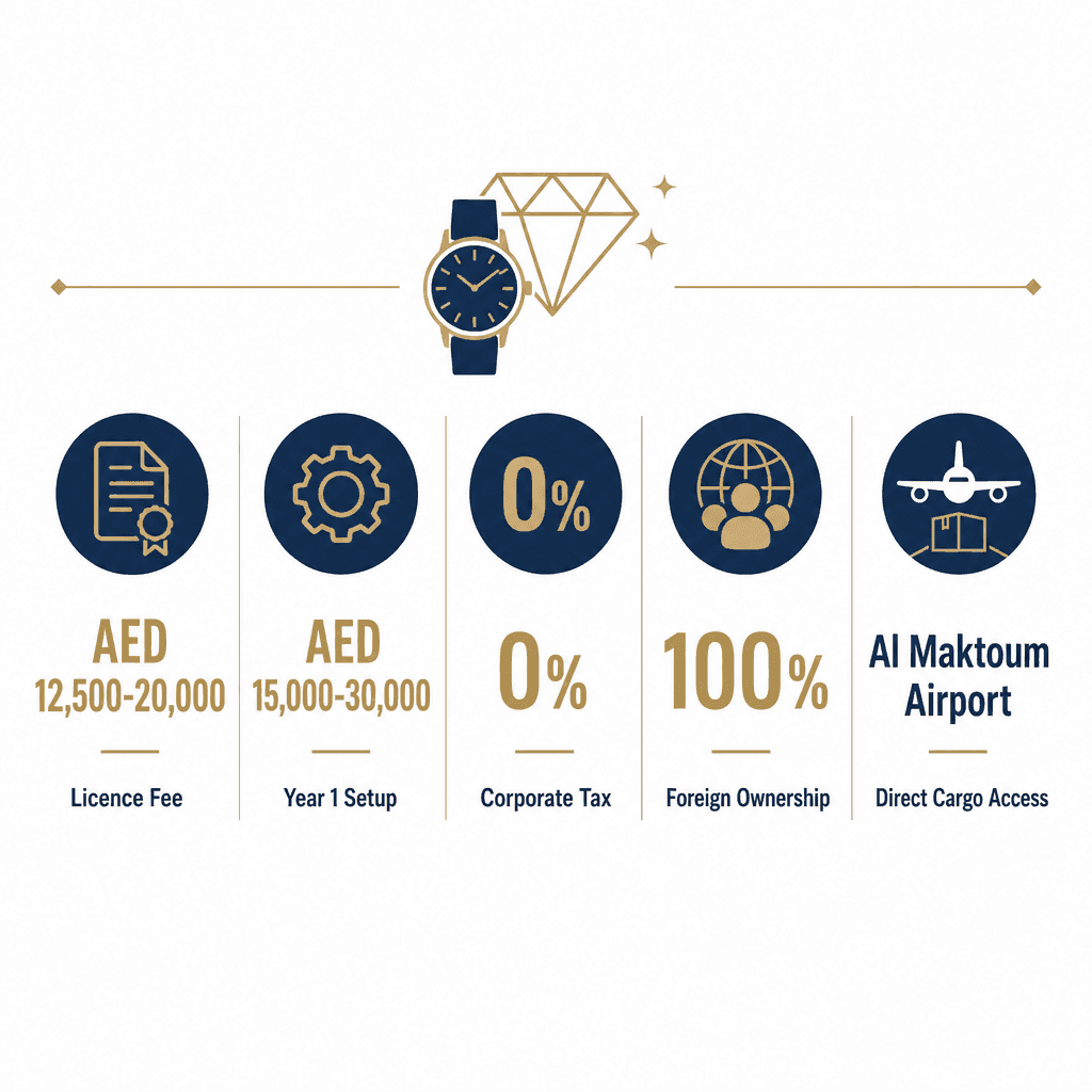 Infographic: Watches Clocks & Jewellery Wholesale Trading License in Dubai: Cost and Requirements