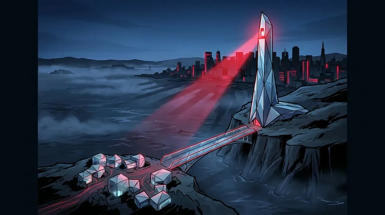 Skyline with futuristic tower and bridge; RockN' Socials Digital Marketing Agency.
