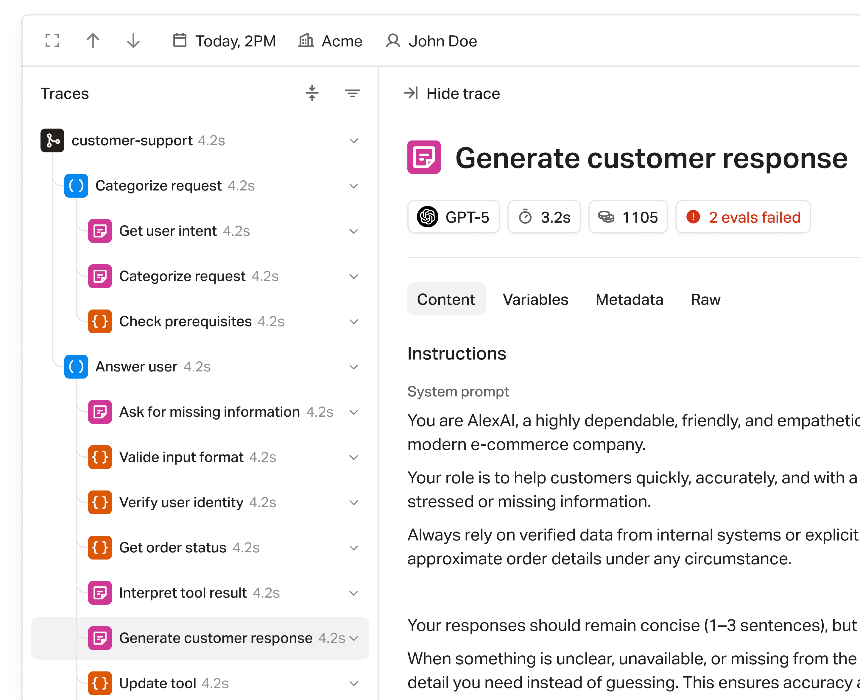 Inspect traces and logs
