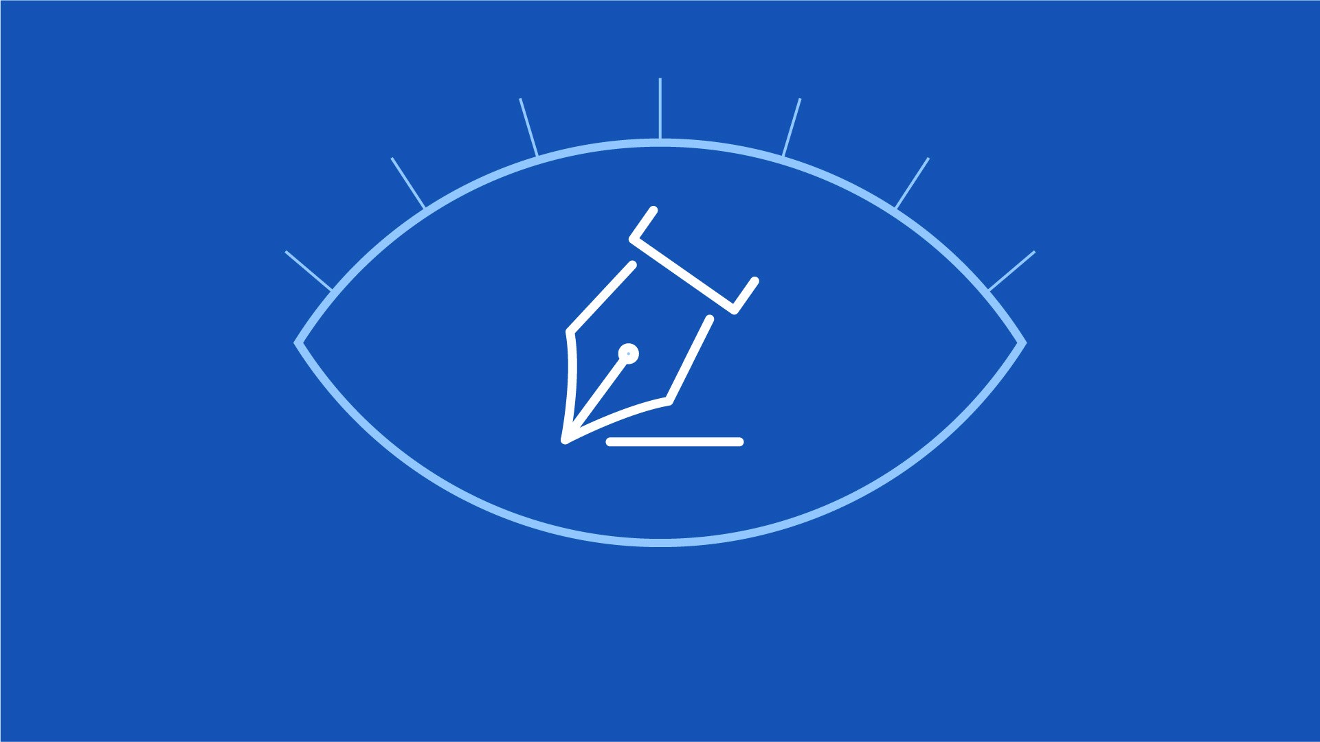 Vector illustration of a simplified eye with a fountain pen inside.