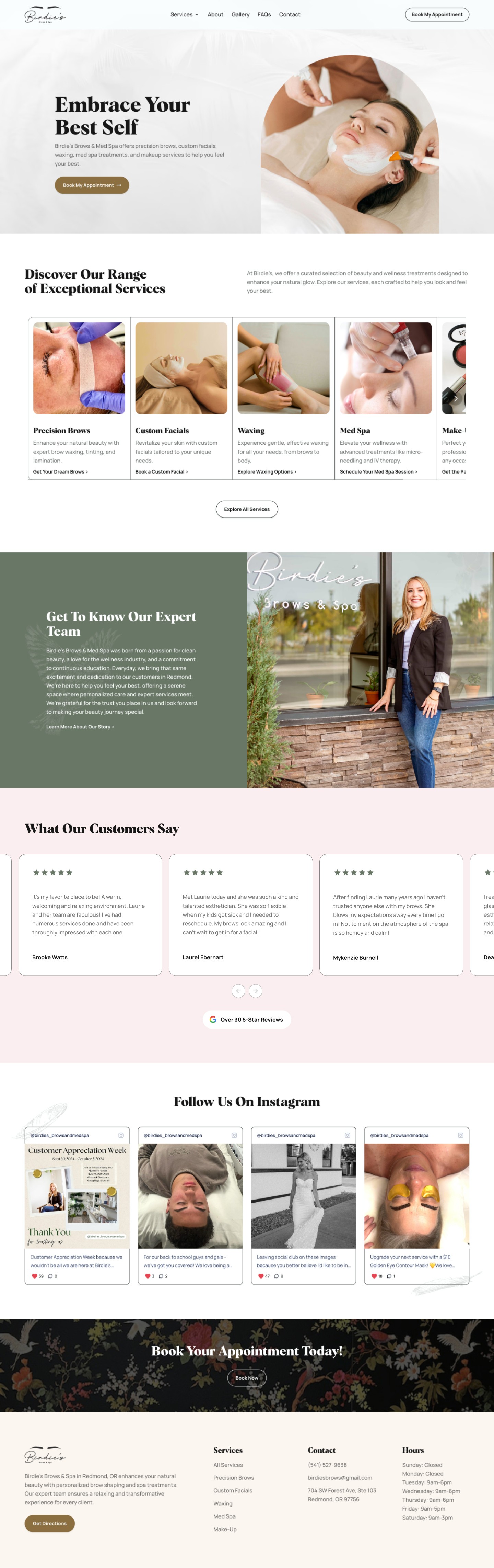 Birdies Brows in Redmond OR web design