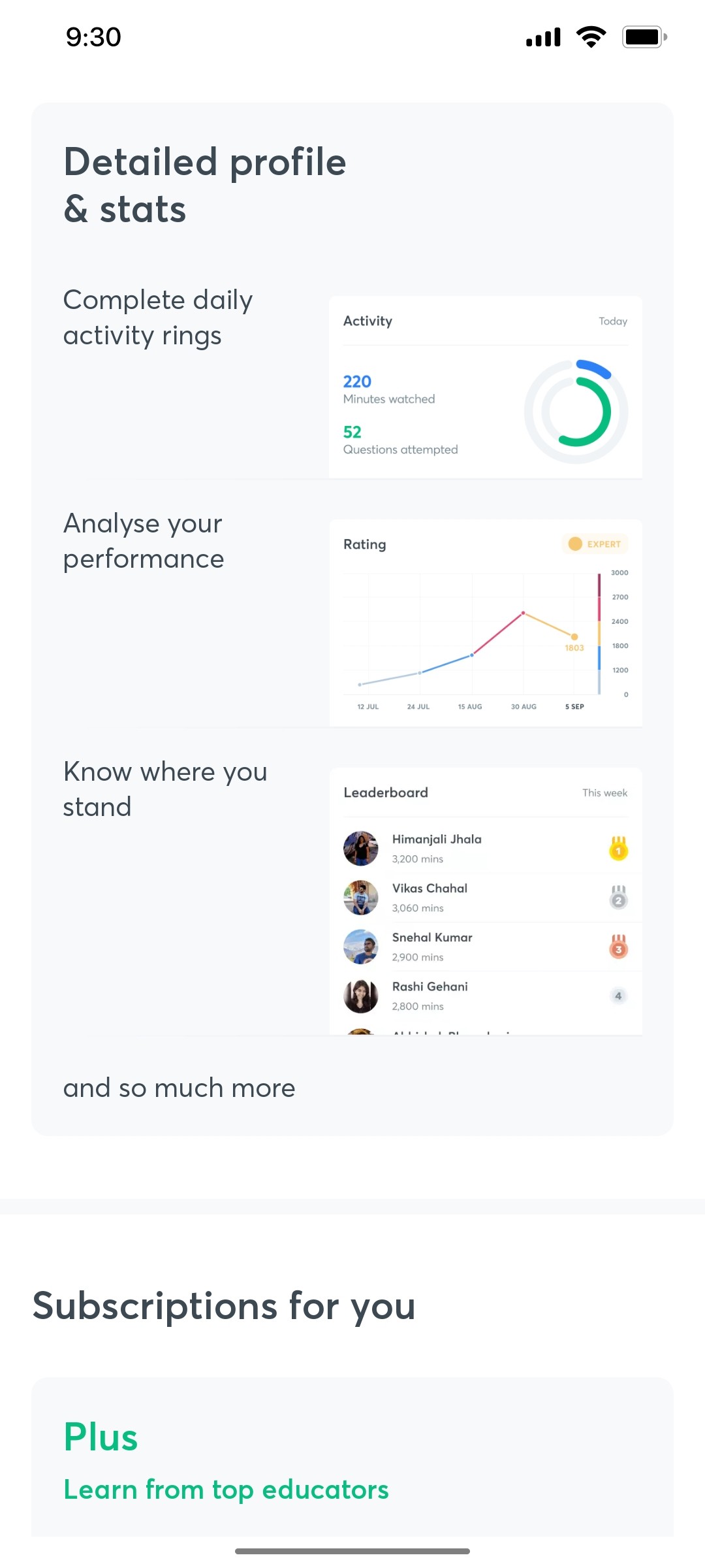 Unacademy Detail Profile Screen