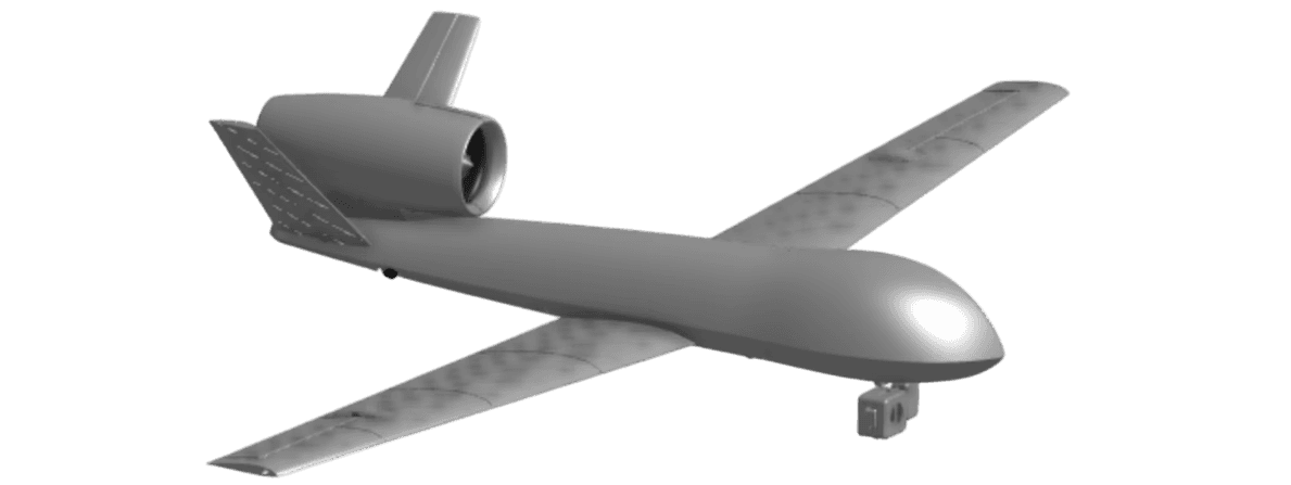 The BLZN-1 aircraft CAD seen from the front