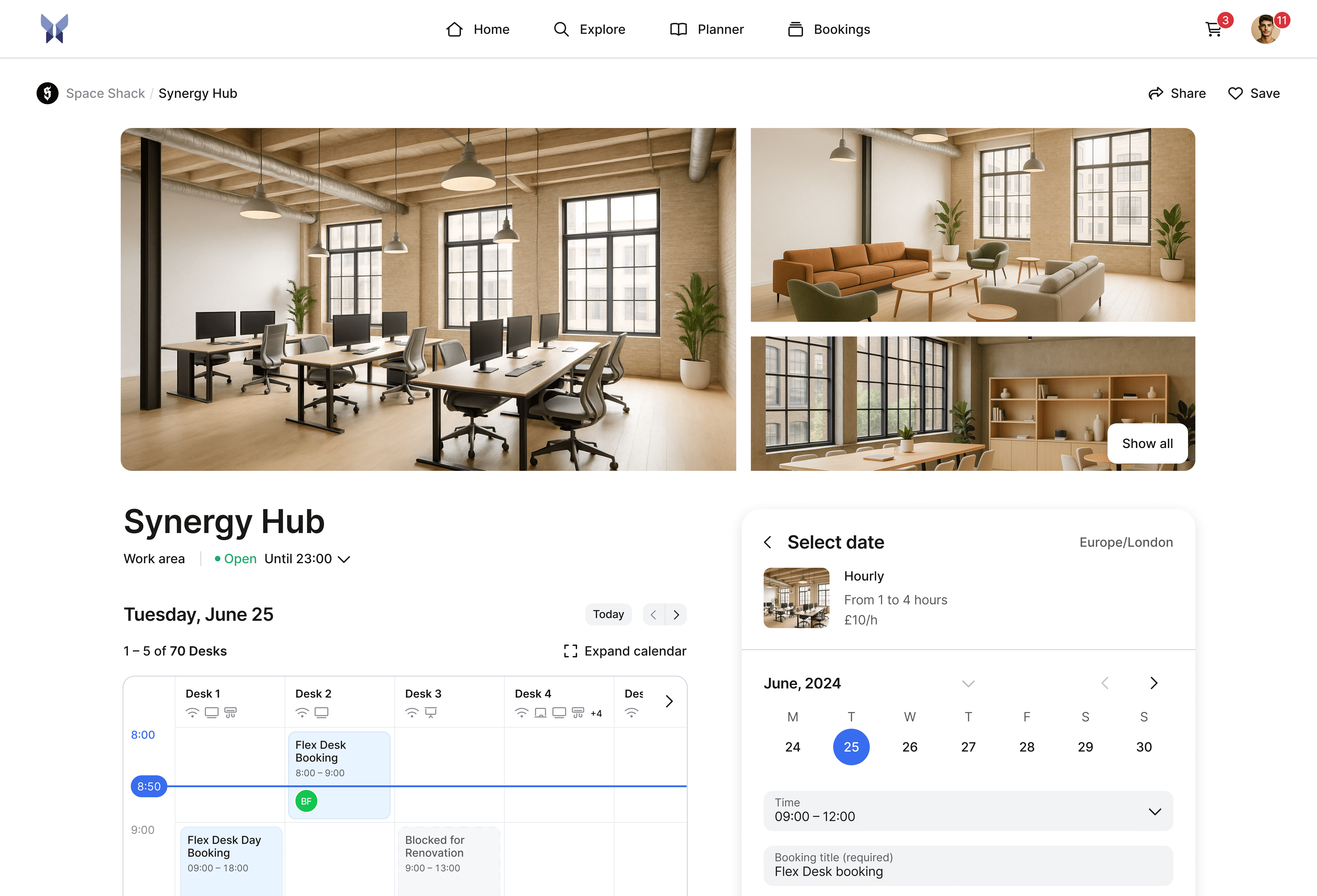 La page Ressources d’anny vous offre un aperçu optimal de chaque ressource pour réserver facilement et rapidement.