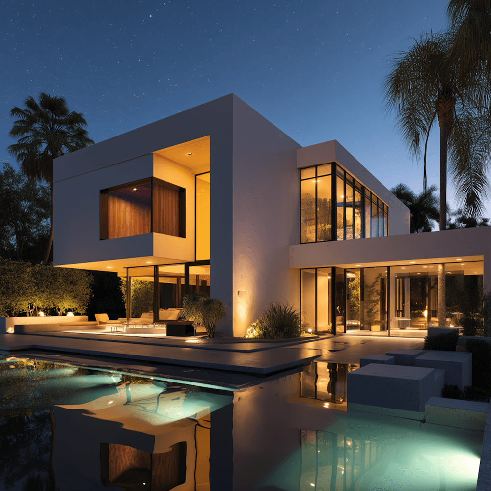 modern house on the shore