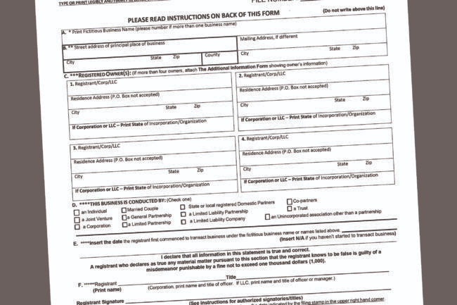 Fictitious Business Name Statement Example - california specific fbn rules