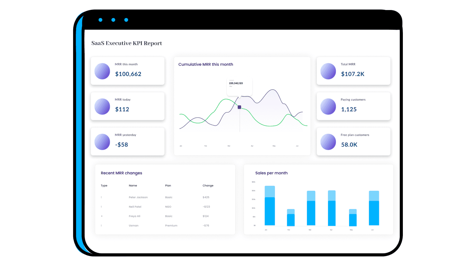 saas executive kpi report