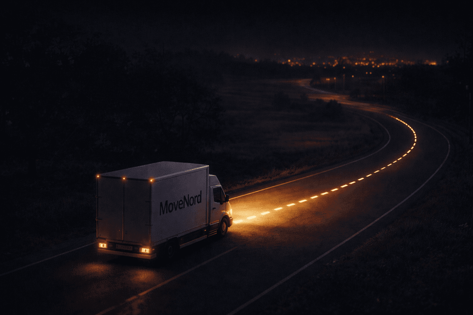 Drone shot of a running track at night