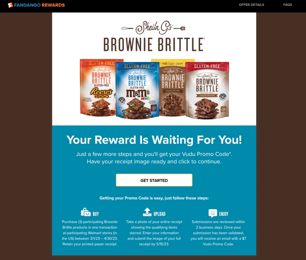 Brownie Brittle gluten free snacks displayed in Walmart retail aisle