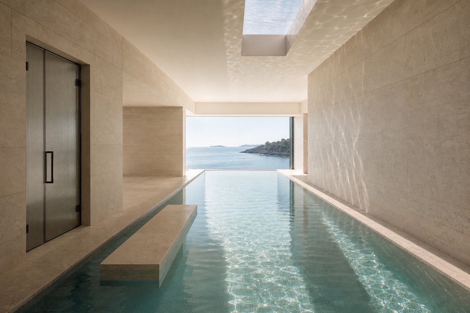 Quiet white spa with sea light