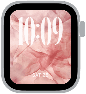 rosewater drift Apple Watch face preview 5 featuring floral, watercolor, abstract, and gradient.