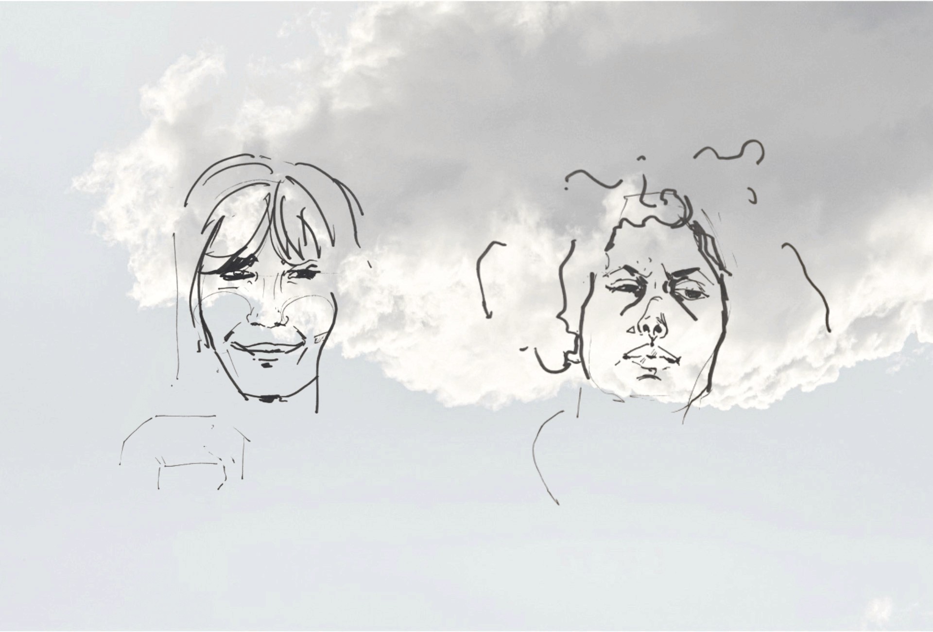 image of a sky and two faces sketched in pencil representing the metamorphoses team