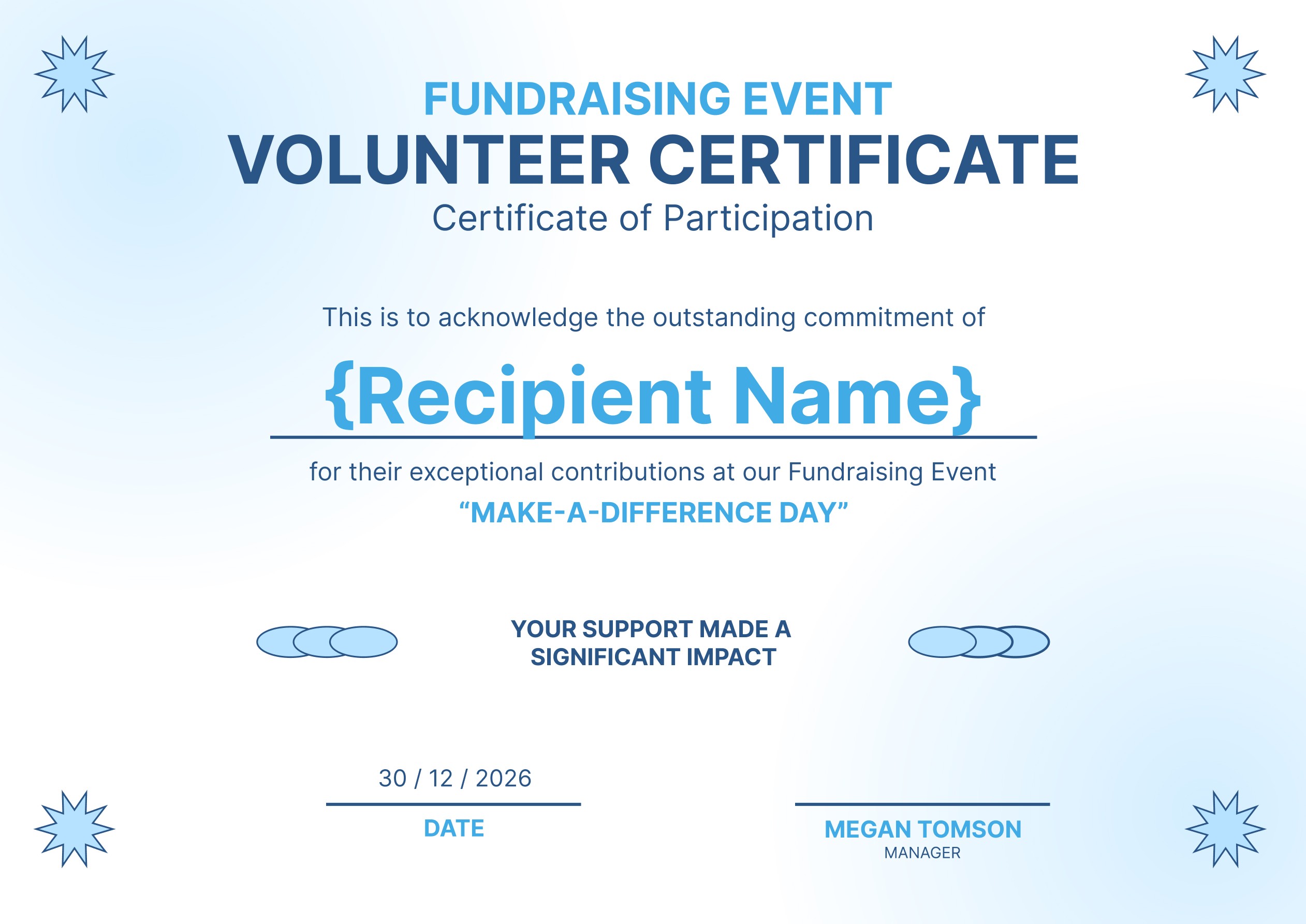 Wauld - Minimalistic and bright volunteer participation certificate template