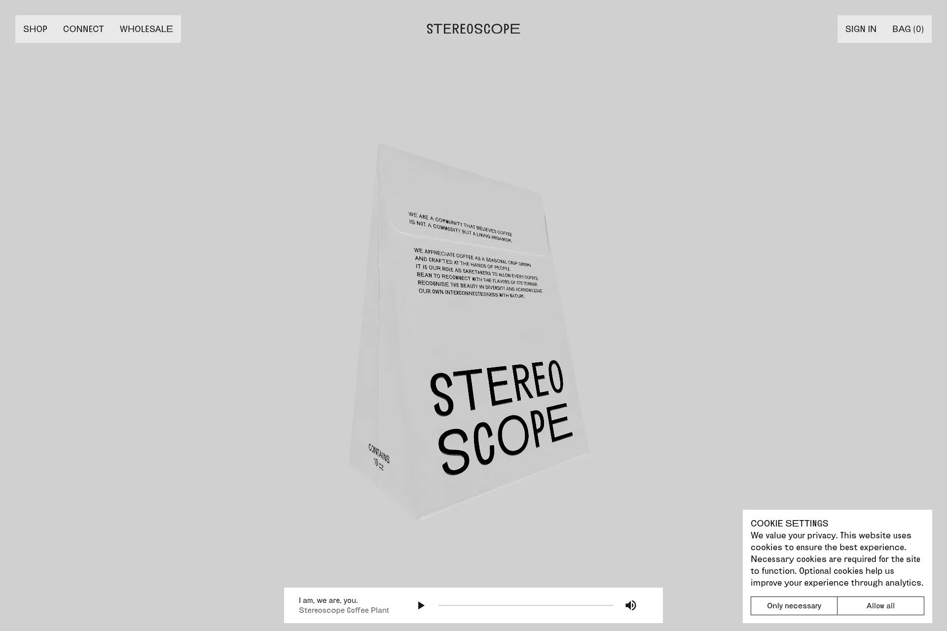 Screenshot of Stereoscope Coffee website
