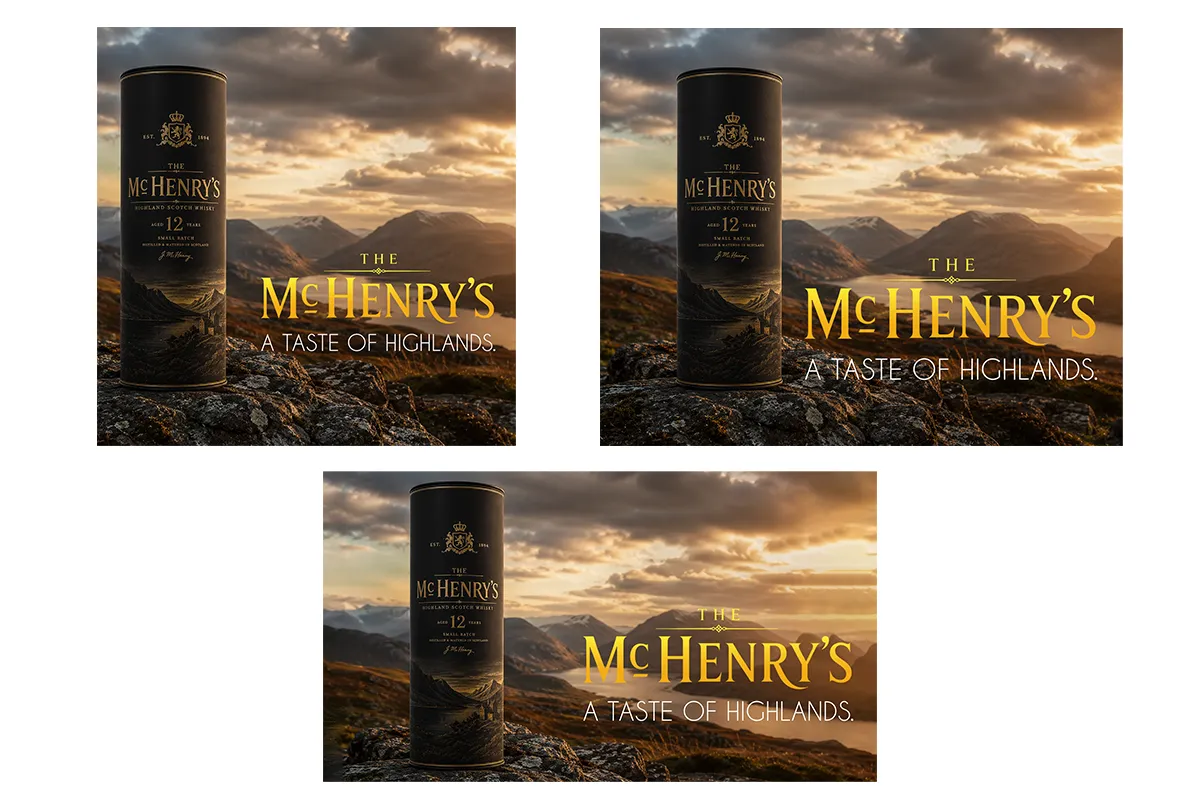 Déclinaisons du visuel McHenry’s dans différents formats, carré, vertical et horizontal