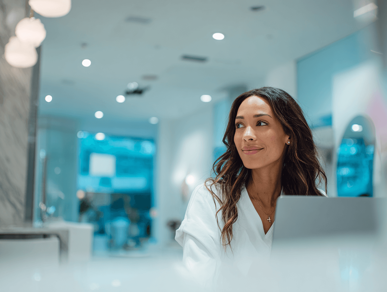 Frustrated med spa owner reviewing Meta Ads, CRM, and spreadsheets to understand ad performance