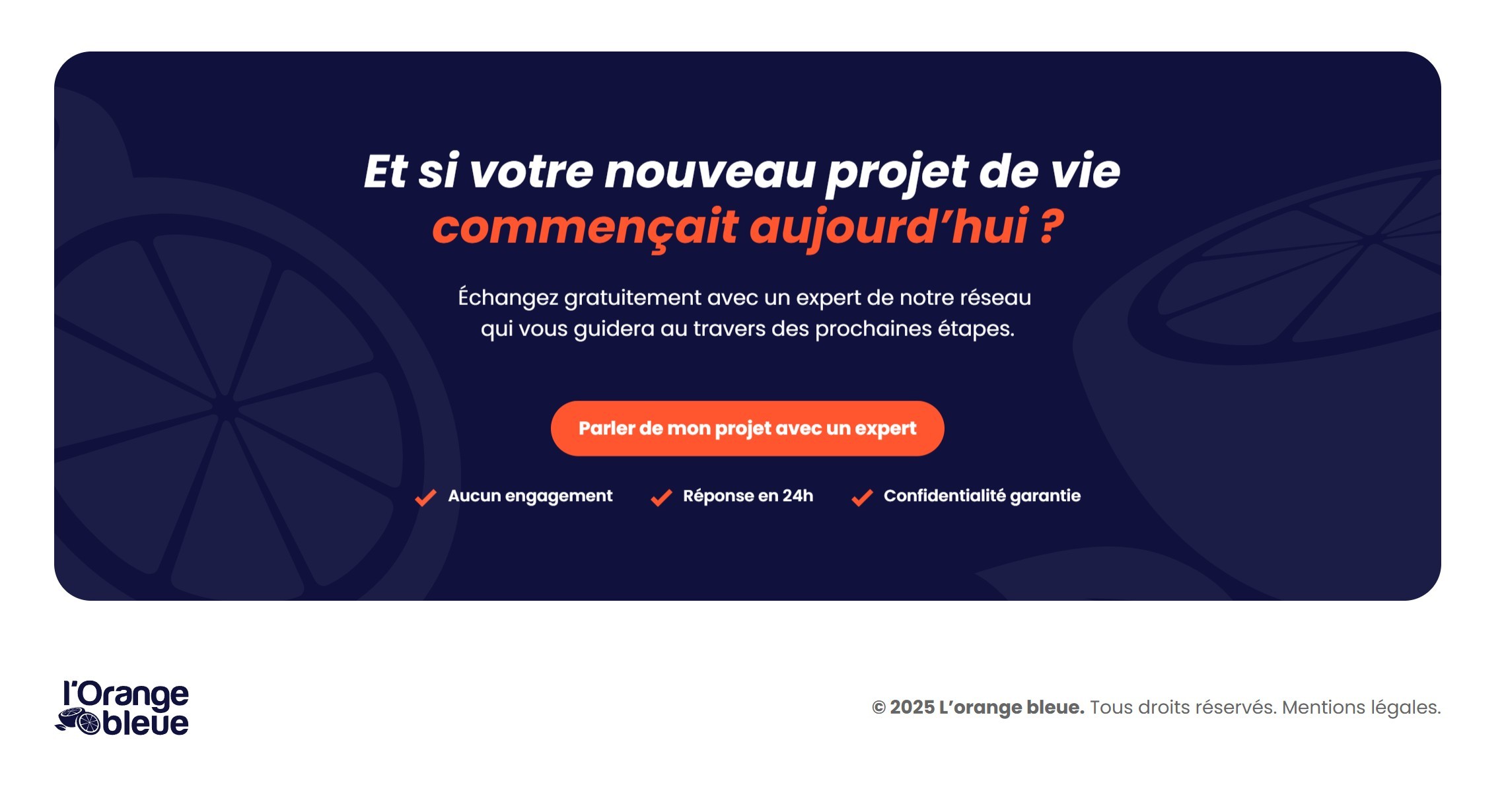 section témoignages landing page orange bleue