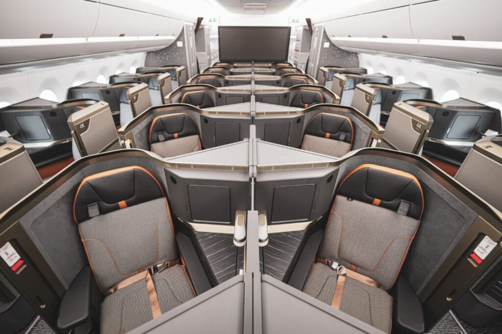 a row of seats in a plane