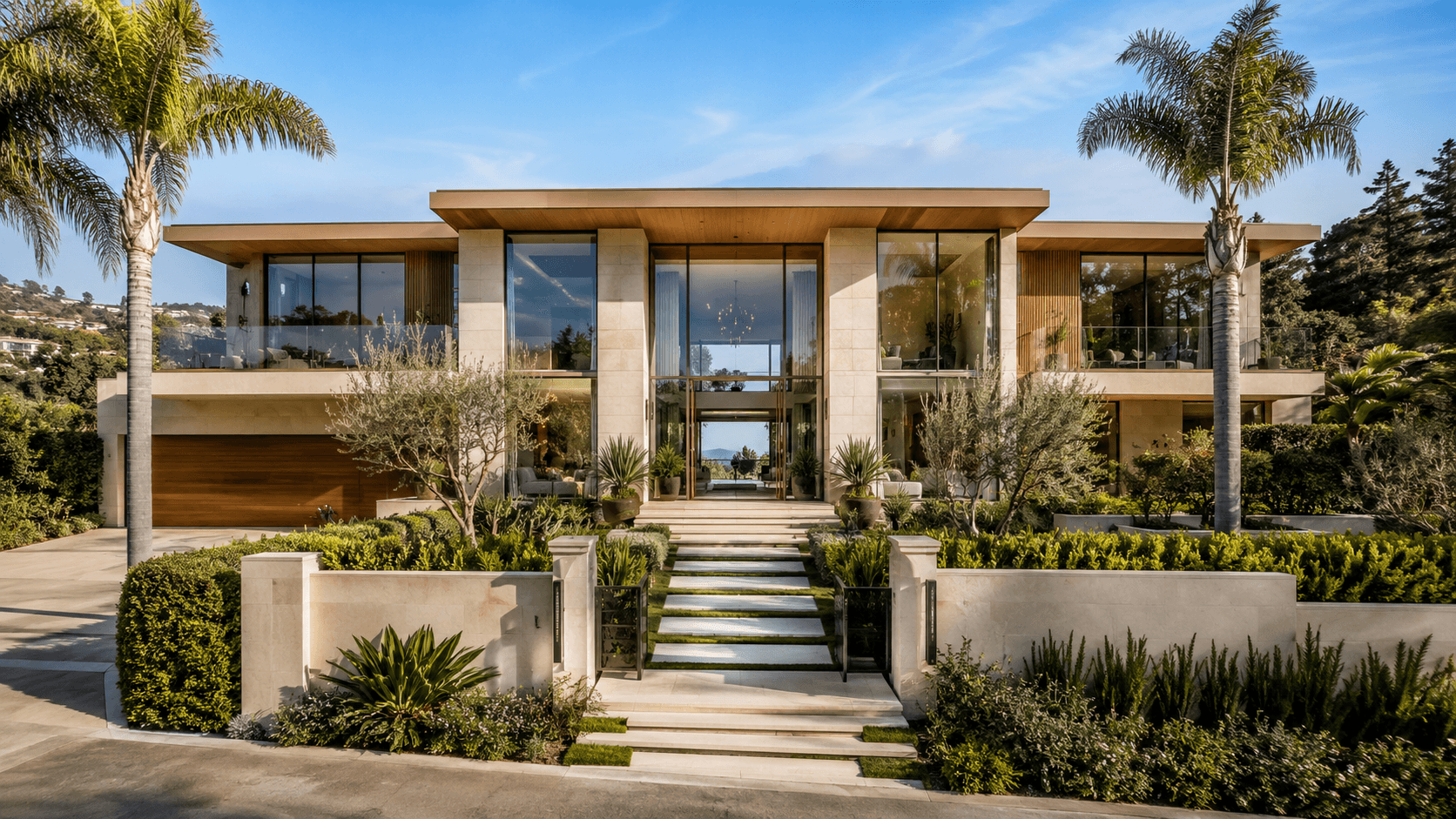Modern contemporary home with clean architectural lines and landscaped grounds