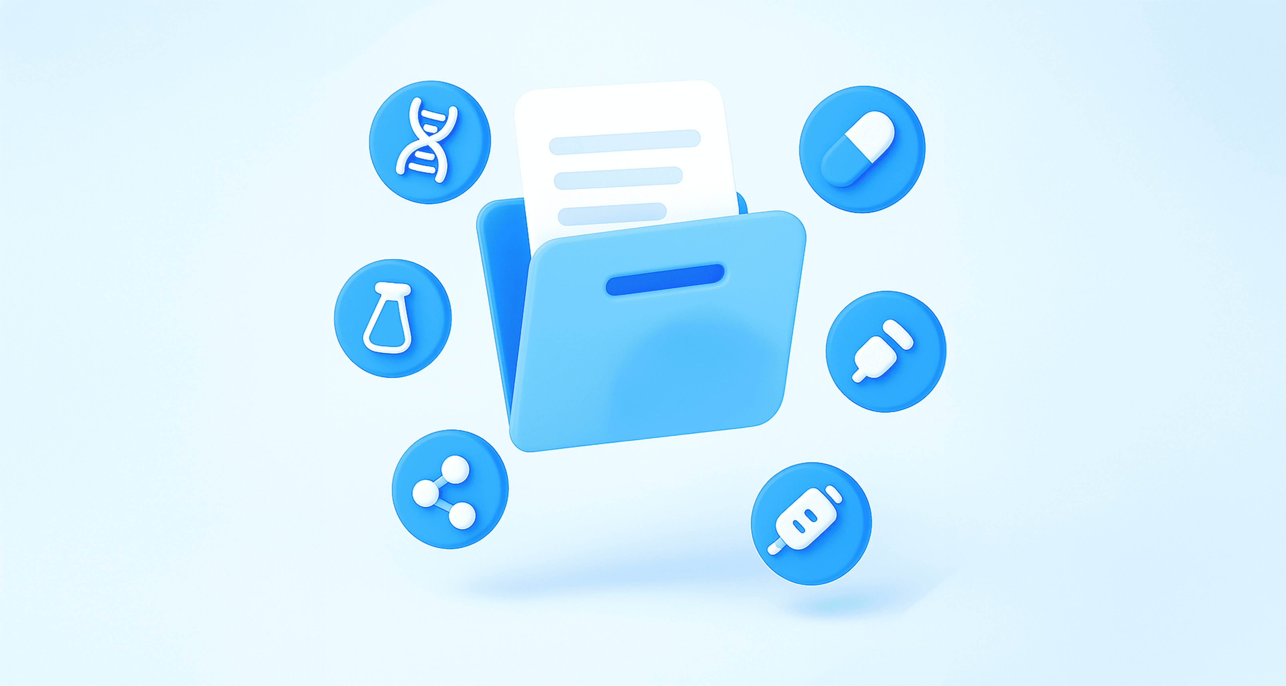 3D illustration of a blue document folder surrounded by icons representing law, security, business, privacy, finance, and ideas — symbolizing categorized legal sub-styles.