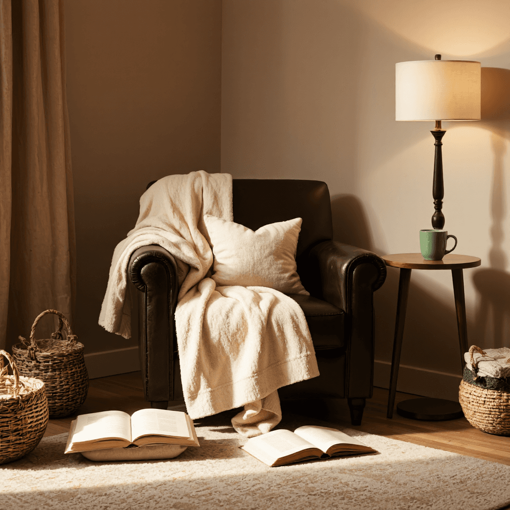 product photography of cozy living room scene