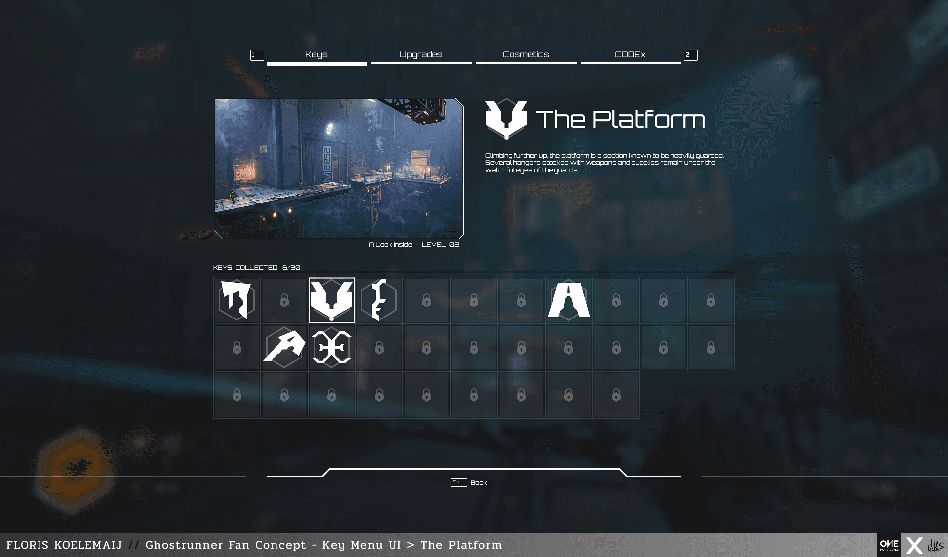 Ghostrunner Fan Concept key menu UI in-game screenshot