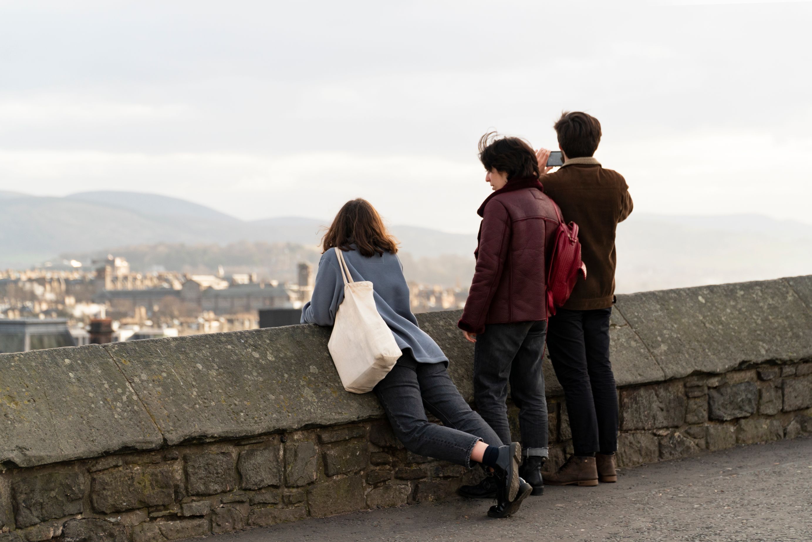 View from Edinburgh Castle with a group taking photos