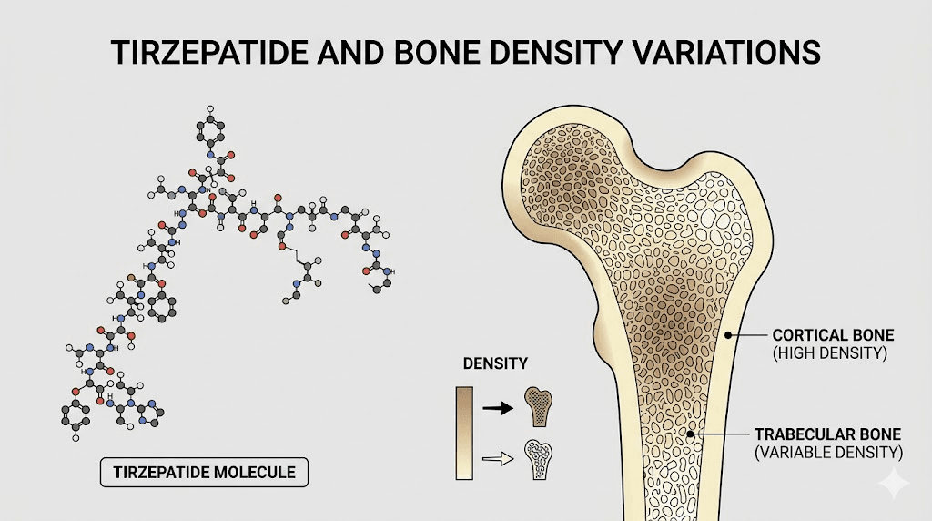 Tirzepatide and bone density relationship illustration