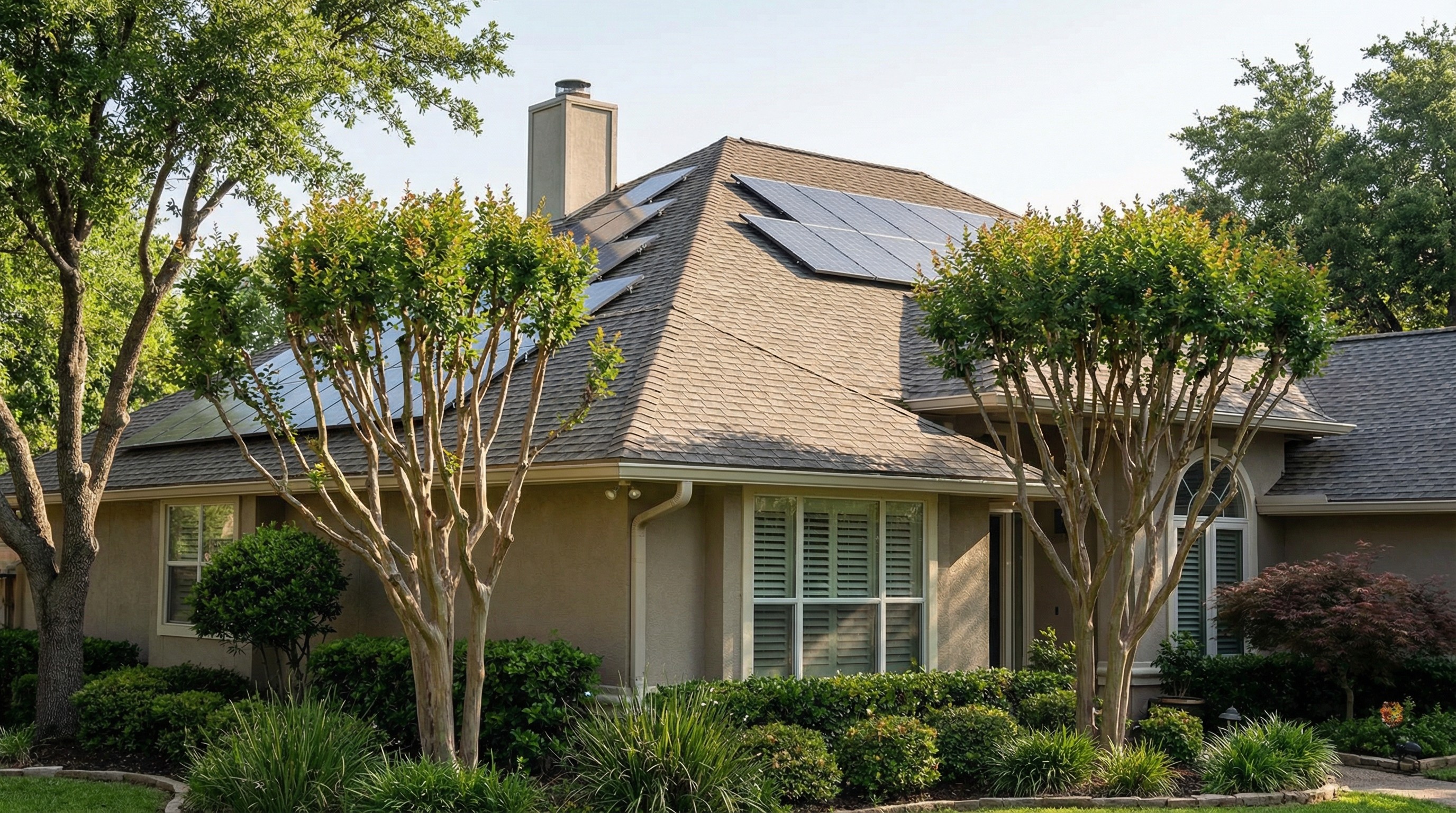 Installation of zinc strips and tree trimming for roof moss prevention.