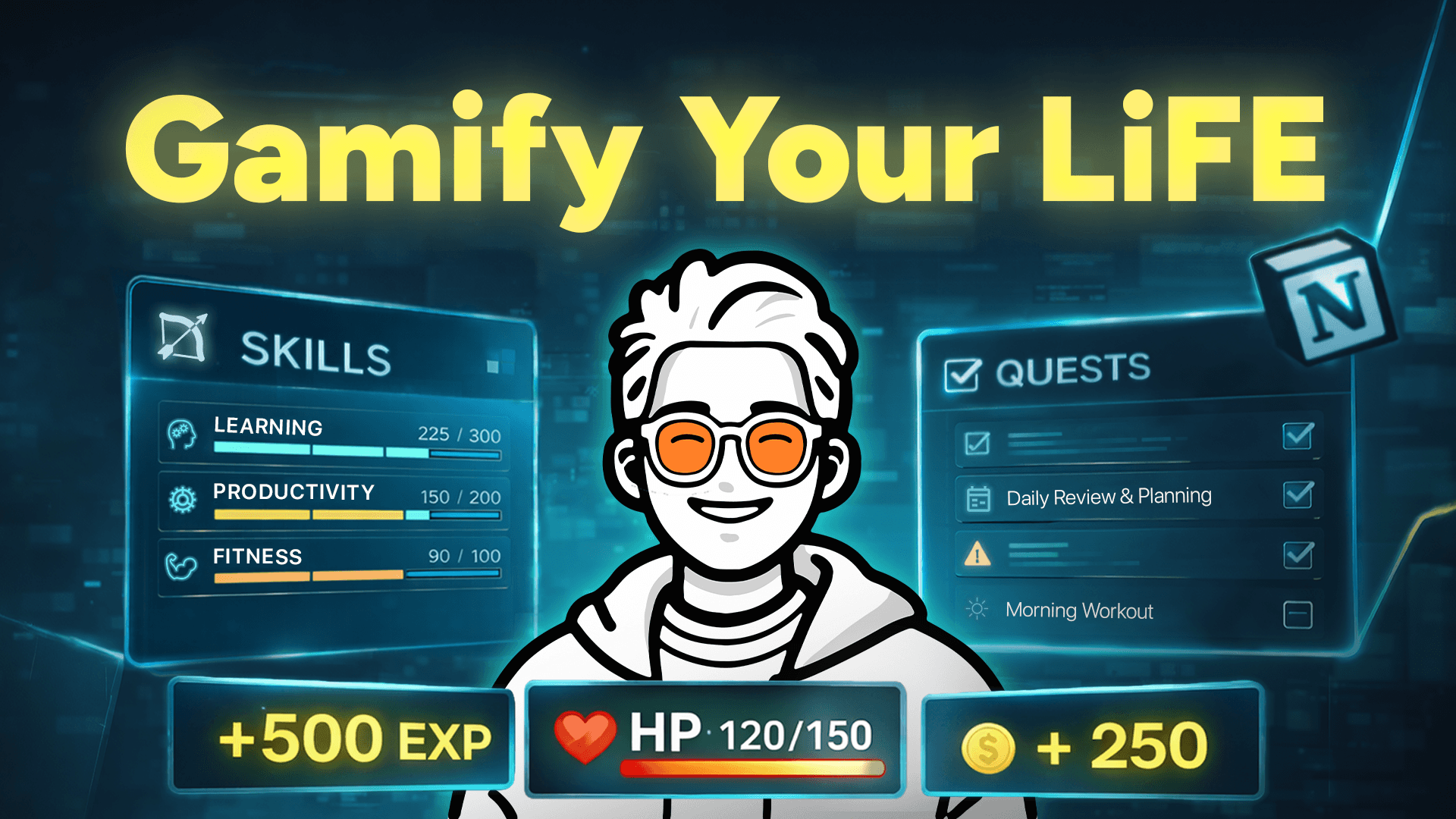 Featured Image of ”I Built a Real-Life RPG System to Gamify My Life (in Notion)"