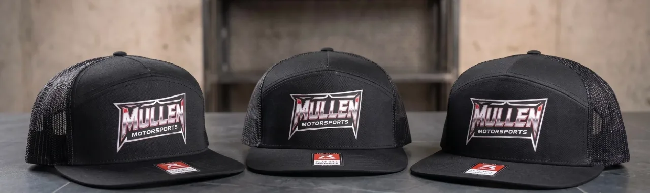 Custom Mullen Motorsports DTF Patch Hats by Nobleworks