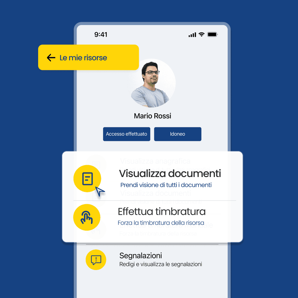 schermata app sikuro per visualizzazione documenti e timbratura tramite badge digitale
