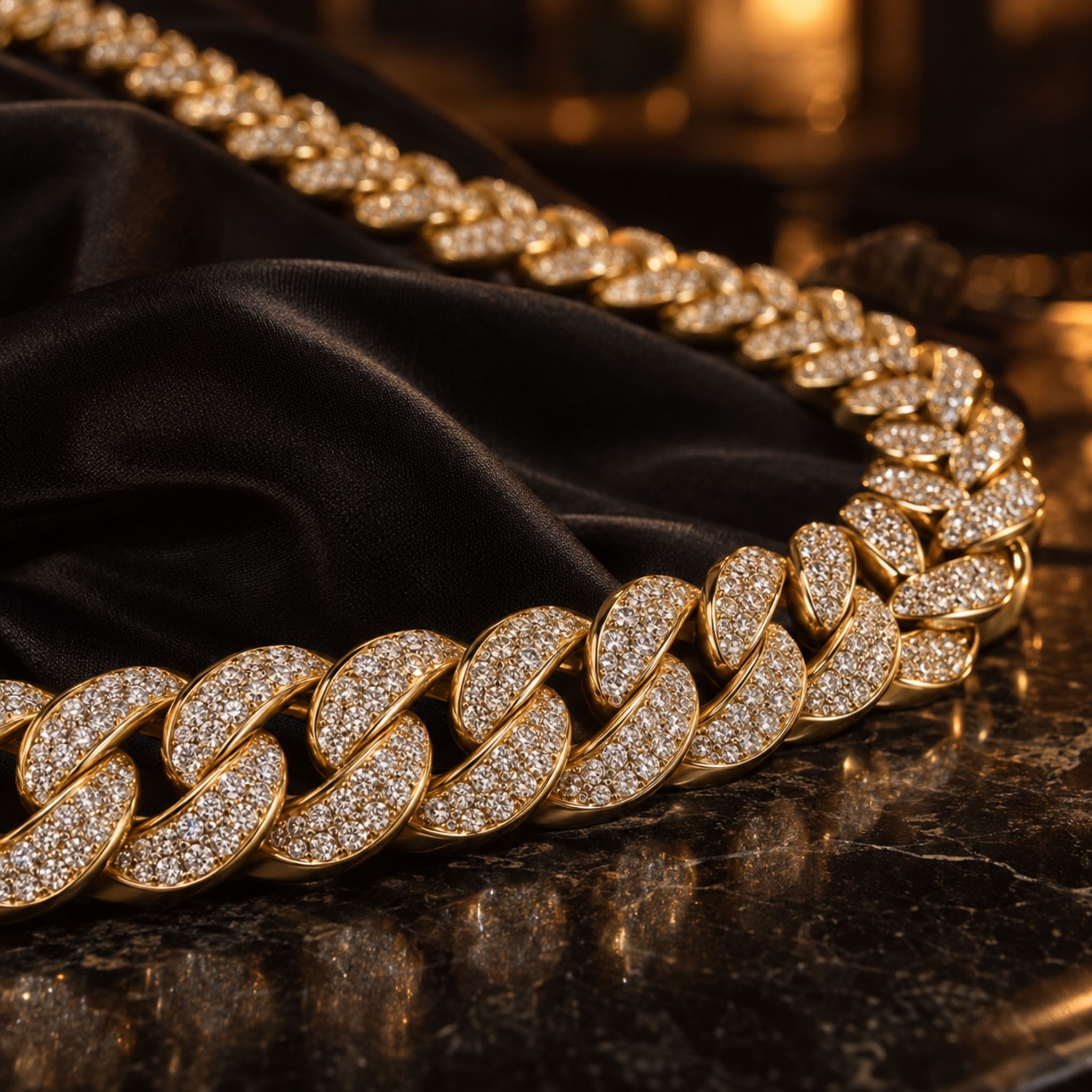 Cuban Chain with Lab Diamonds made exclusively in Bangkok by Ansh Gupta.