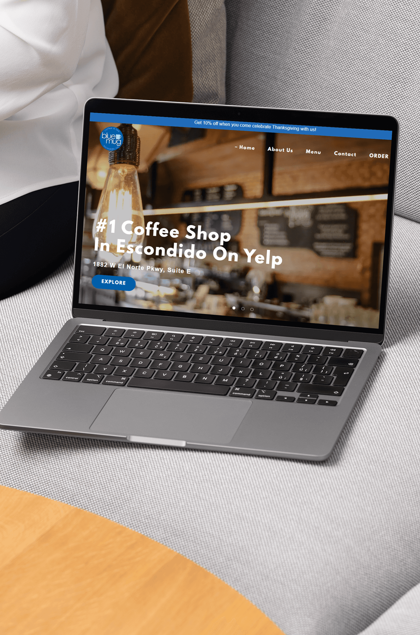 Mockup of a coffee shop website