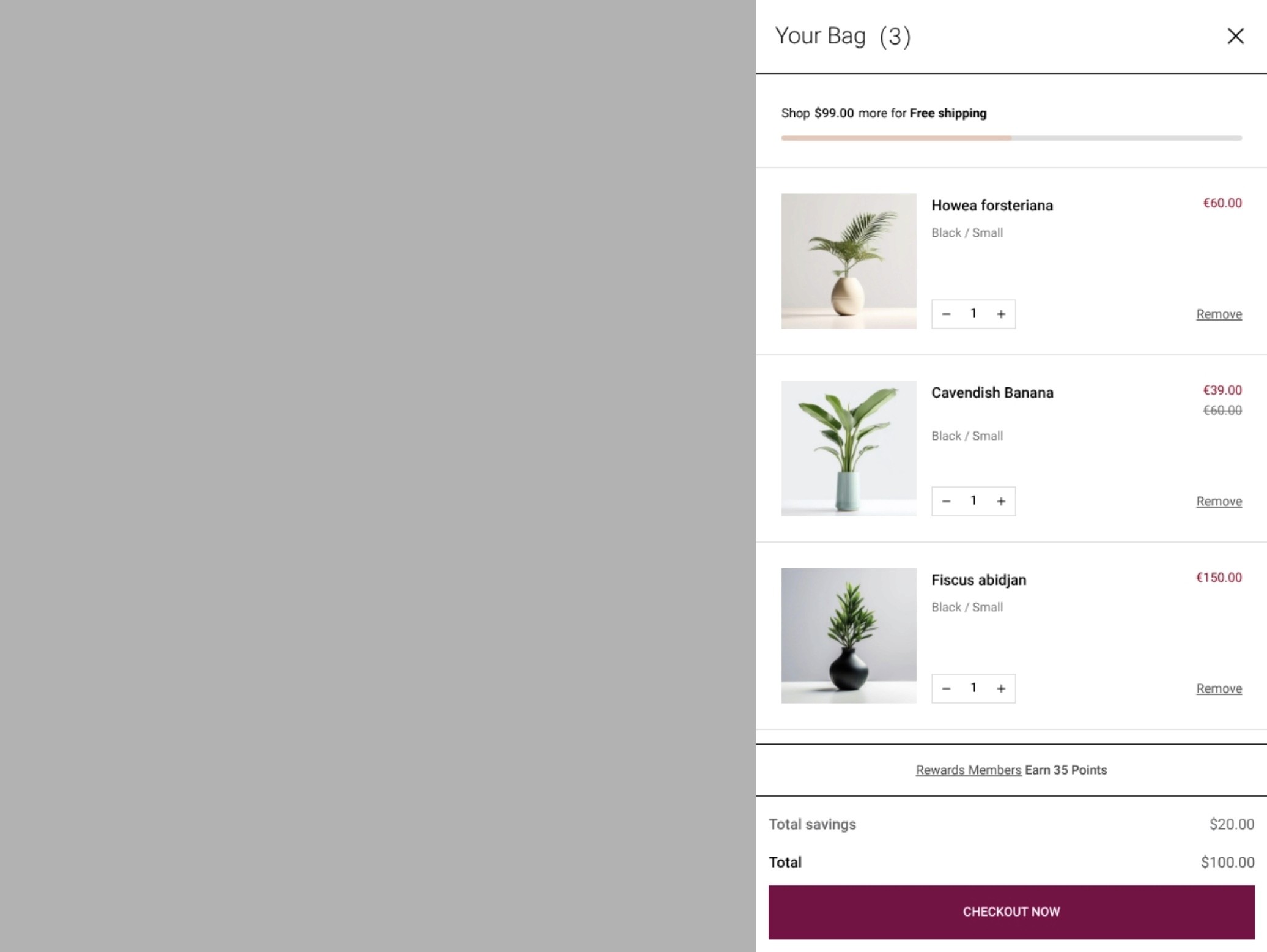 cart drawer savings example