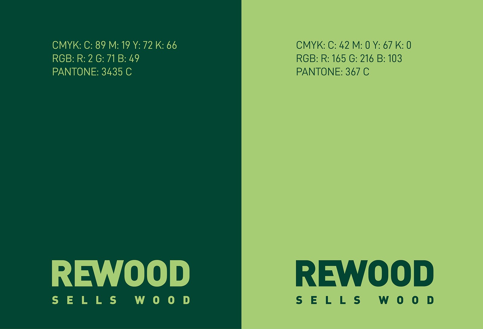 Farbwelt tiefes Dunkelgrün und frisches Hellgrün mit Logo und Farbwerten