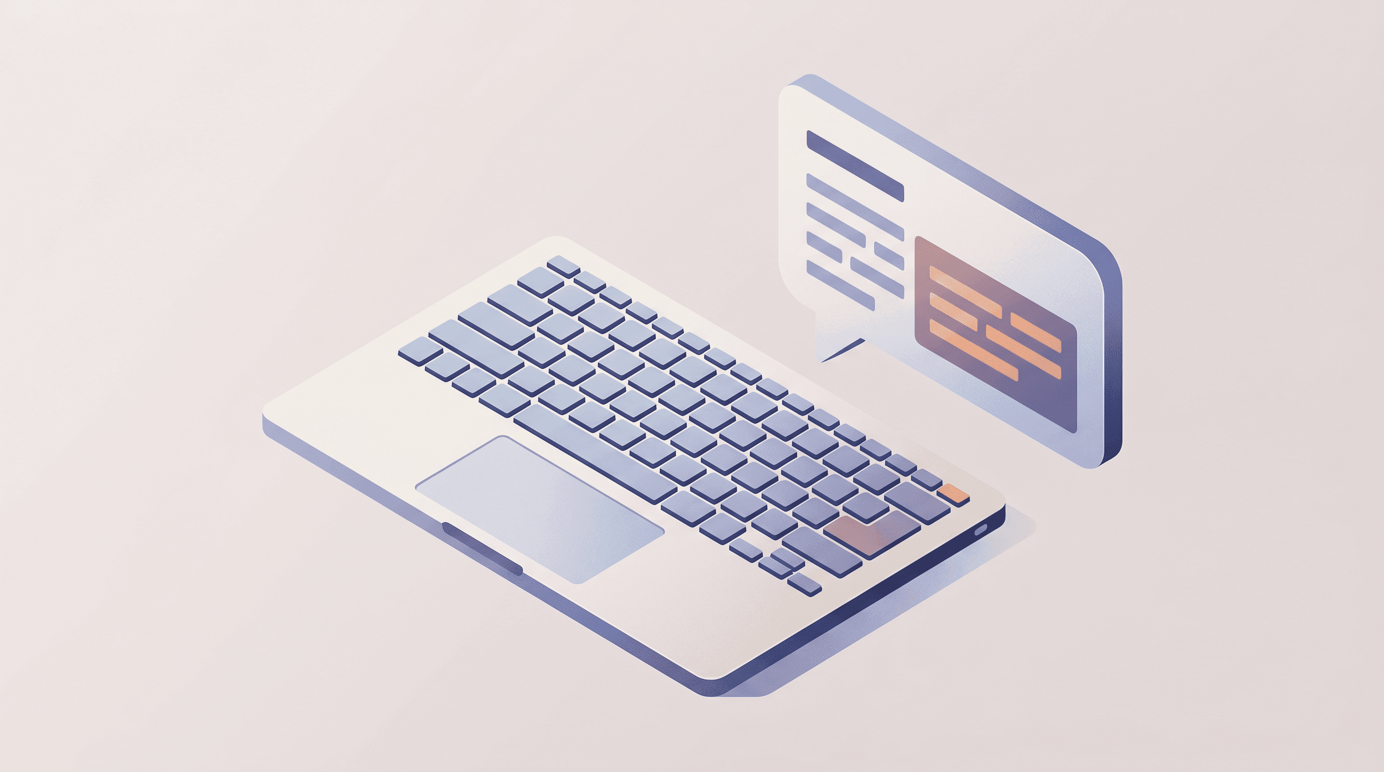 Laptop keyboard with speech bubble and highlighted paragraph