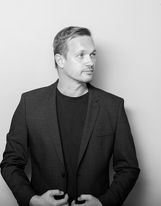 Black and white portrait of a member of the Workhaus team