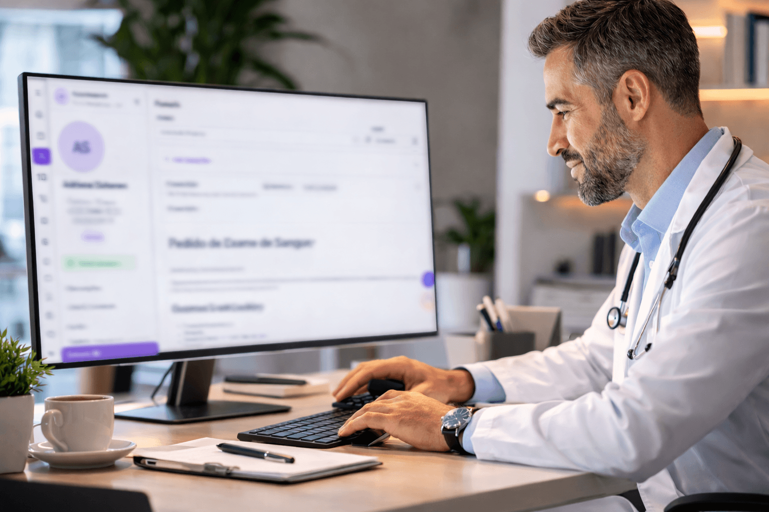 médico usando prontuário eletrônico do Clínica Experts