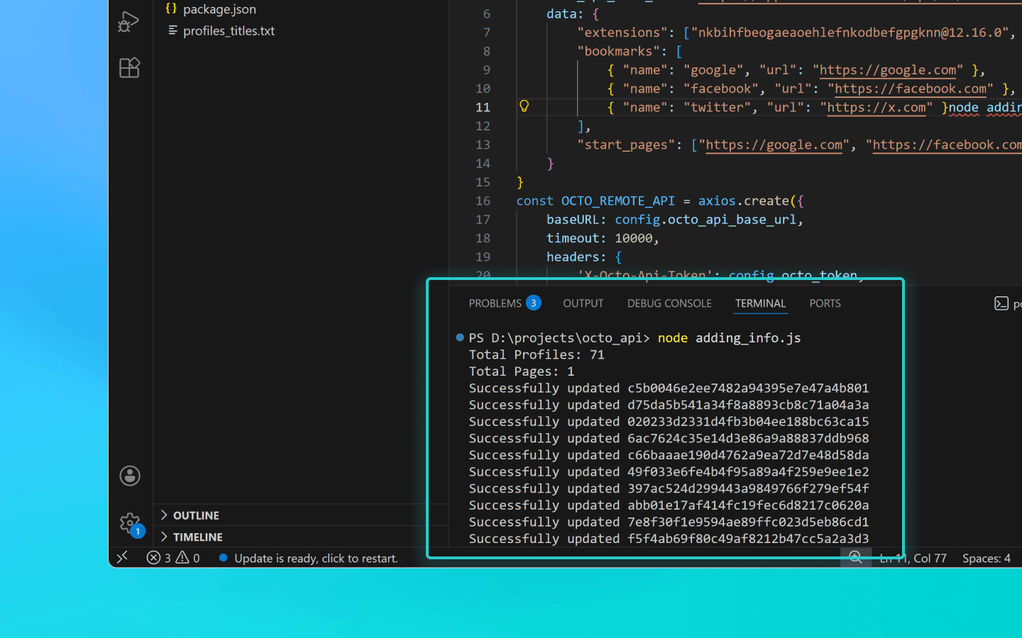 The required extensions, bookmarks, and start pages will be added to all your profiles.