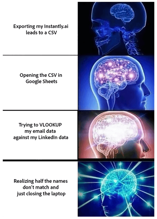 Instantly.ai Leads view with CSV export option