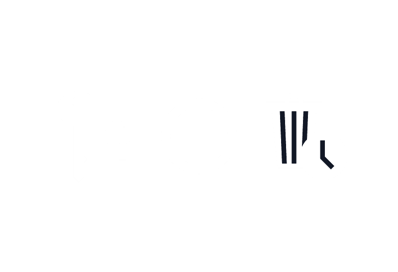 Icons of cutlery, a plate with food, a cup, and a beer mug on a subtle gray background.