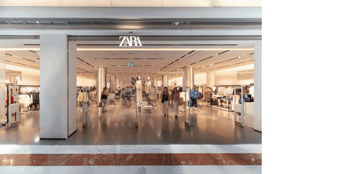 Zara clothing store entrance in a shopping mall