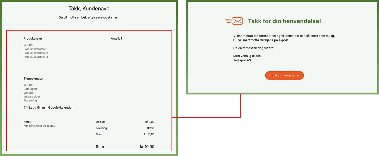 Thank you Page before and after user testing