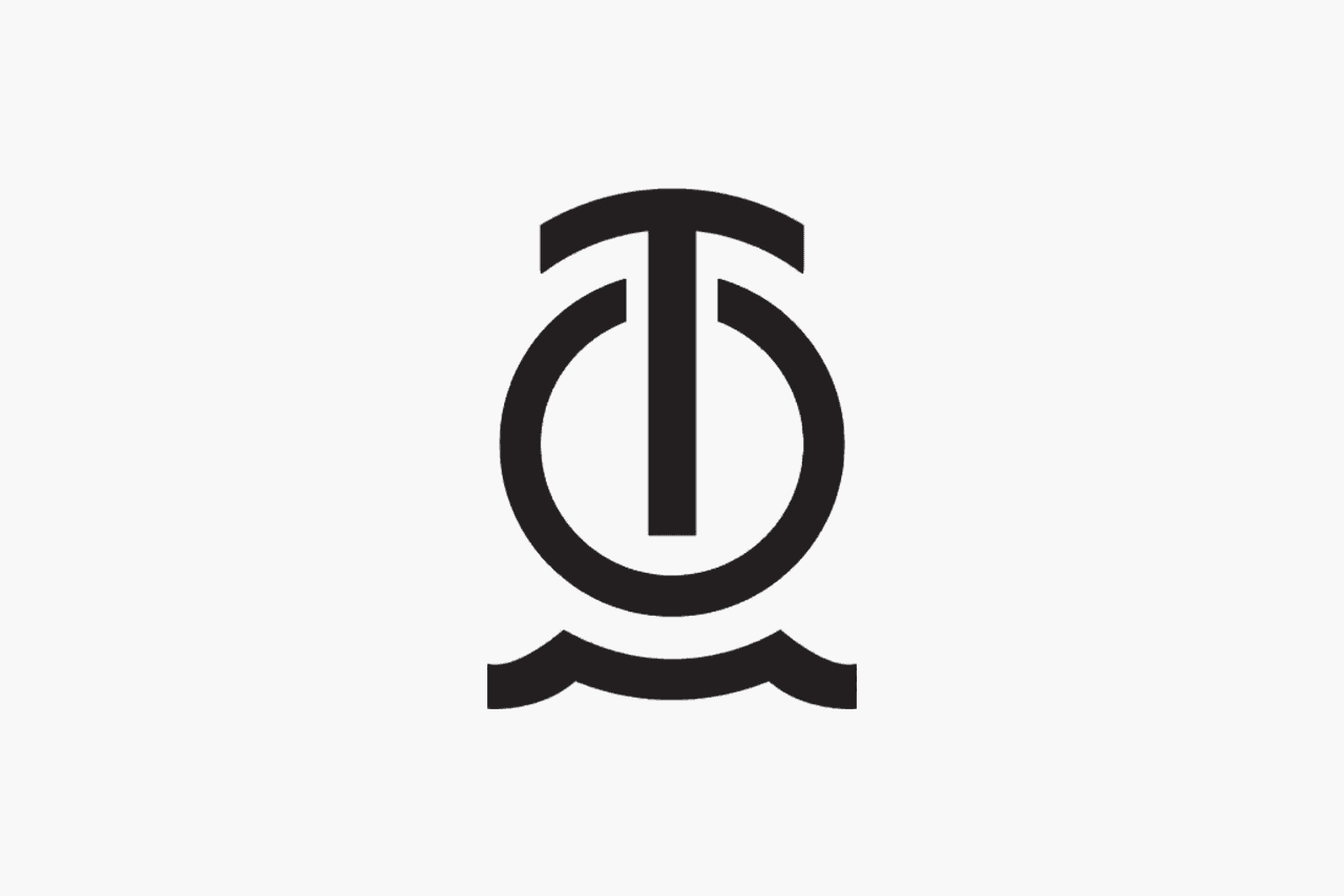 Torpedo Logo. Simple black icon with the letter T surrounded by the letter O with a light wave below