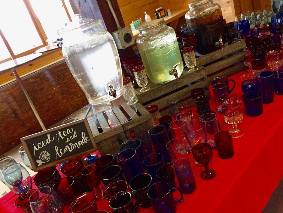 Iced tea and lemonade drink station at Camp Lenox
